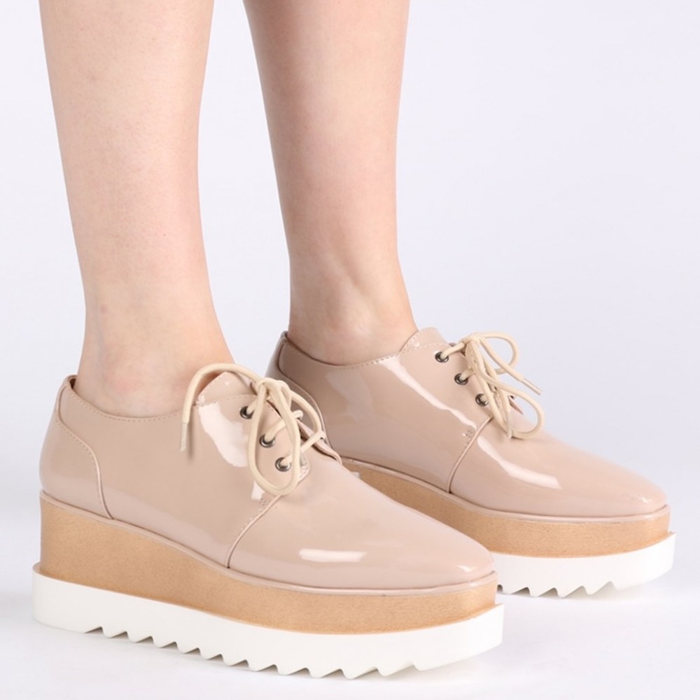 Public Desire Nude Patent Chunky Cleated Flatform